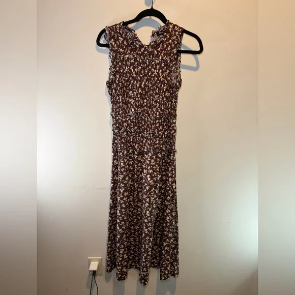 Madewell Sleeveless Floral Maxi Dress in Brown and Cream - Picture 1 of 6